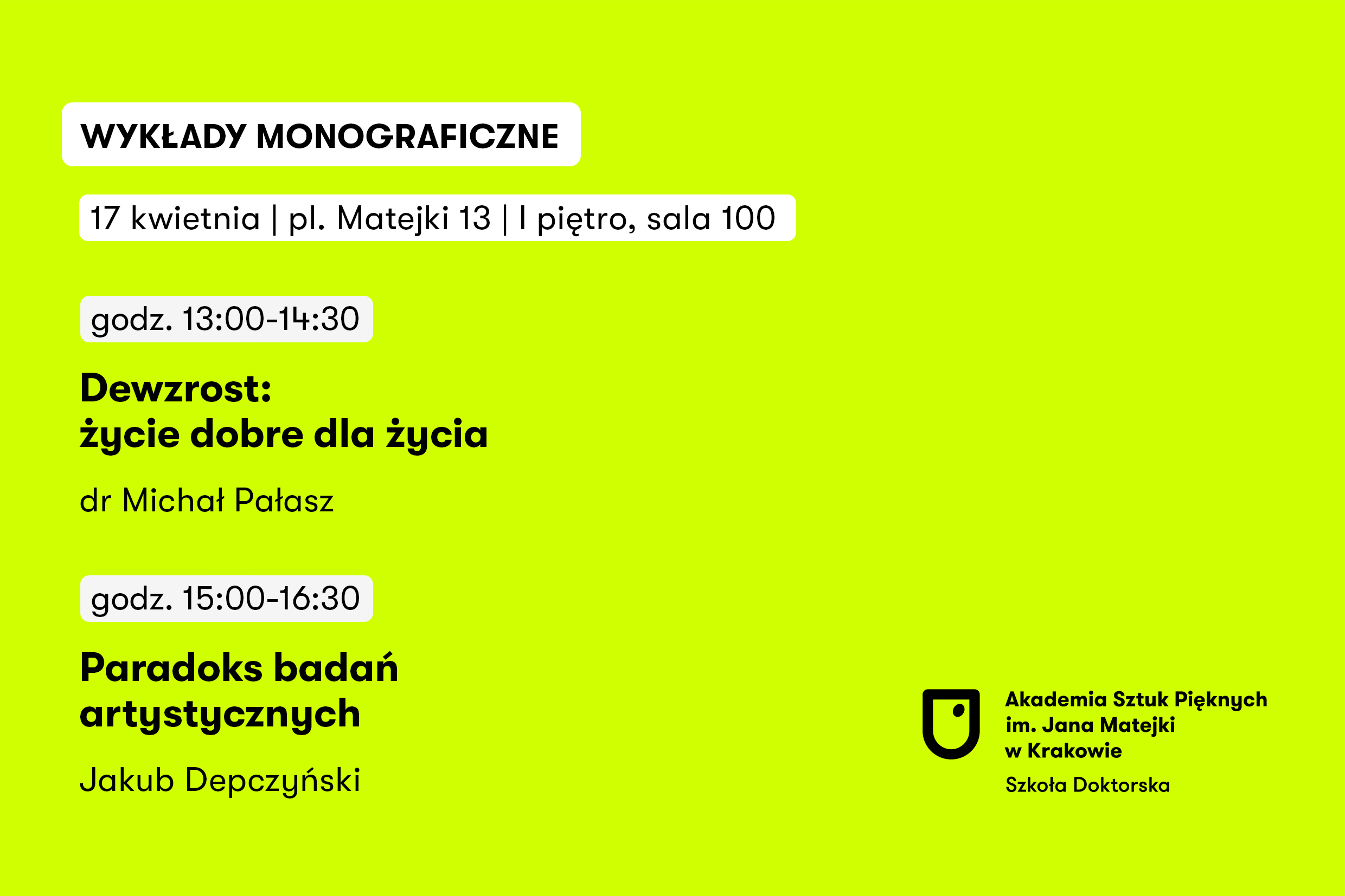 Wykłady monograficzne / dr Michał Pałasz / Jakub Depczyński